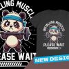 Kaos Panda Installing Muscles T-shirt Gym Design - Gambar 3