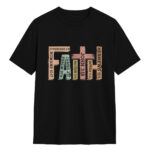 Kaos FAITH Rohani Kristen Katolik T-shirt Desain Ayat Alkitab Unisex Baju Katun Pria Wanita Lengan Pendek - Hitam, XL