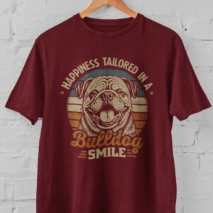 Kaos Bulldog Smile Tshirt Dog Lovers Anjing Lucu Vintage Retro Unisex
