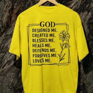 Kaos God Designed Me Loves Me - Kuning, 5XL