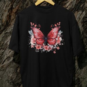 Kaos Red Butterfly