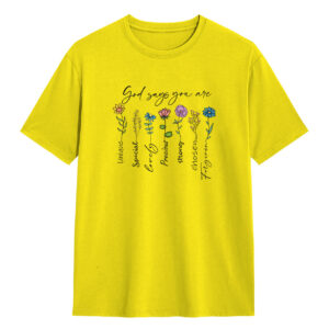 Kaos Anak God Says You Are | Warna-Warni Adem & Nyaman | Baju Kristen Katolik Desain Bunga dan Kata-Kata Positif – DJAVASTREET