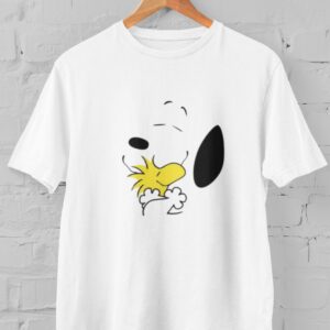 Kaos Snoopy Peluk Woodstock | T-Shirt Lucu Desain Snoopy Hug Peanuts