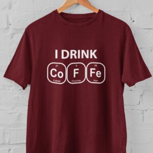 Kaos I Drink CoFFe Unisex – Desain Tabel Periodik Lucu & Smart untuk Pecinta Kopi & Sains | T-shirt Distro Unisex Pria Wanita Baju Lengan Pendek Bahan Katun - DJAVASTREET