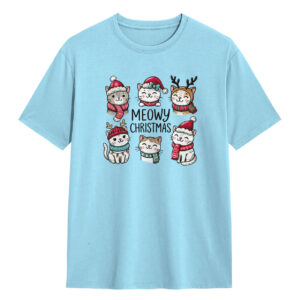Kaos Meowy Christmas T-shirt Natal Tema Kucing Lucu & Festive Katolik Kristen DJAVASTREET