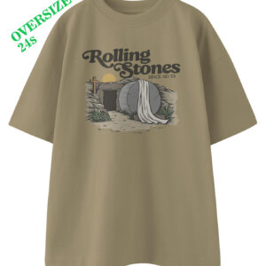 Kaos OVERSIZED Kristen Rolling Stones – T-Shirt Kebangkitan Yesus | Baju Rohani Katolik Unisex -DJAVASTREET