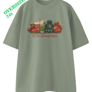 Kaos OVERSIZED Natal Christmas Vibes – Baju Liburan Natal Christmas Edition T-Shirt Regular Lengan Pendek Full Katun Unisex